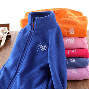 男童摇粒绒外套冬装儿童休闲抓绒开衫大童棒球服女童加绒加厚外套