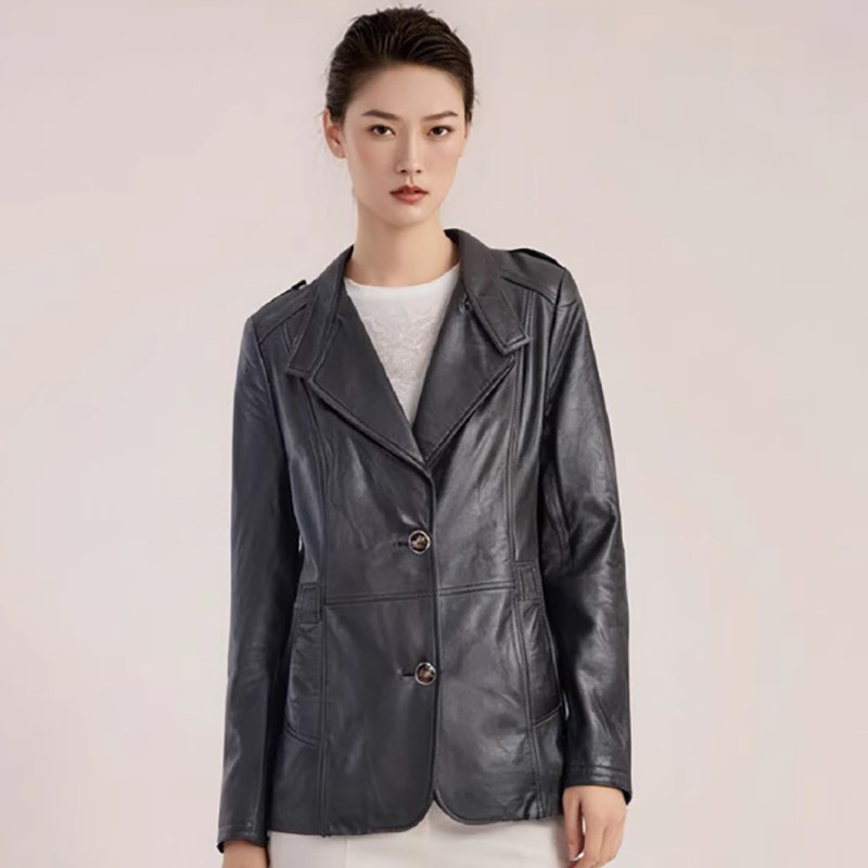 2024新款春秋皮衣男女大码显瘦中长款西服皮风衣韩X版修身外套潮