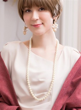 女大珍珠项链长款旗袍锁骨链子配饰挂件复古毛衣链叠戴装饰品023