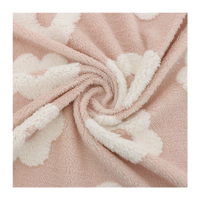 现货舒棉绒提花小花朵面料抱枕宠物窝箱包睡衣垫子毛绒布布料