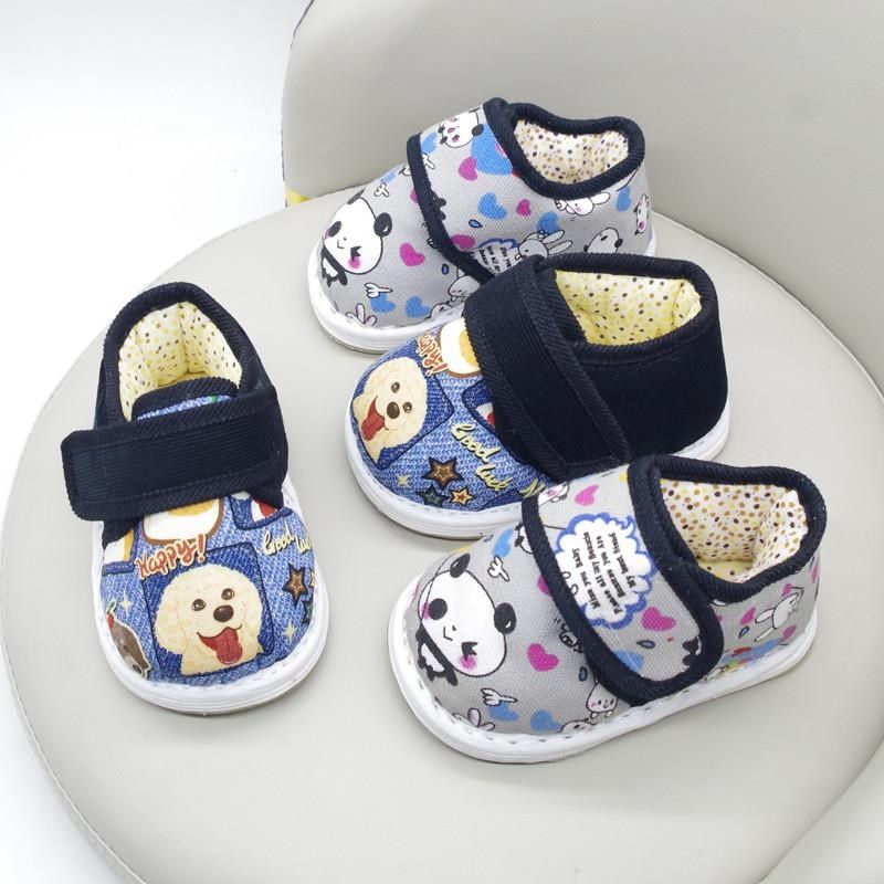 儿童手工棉鞋棉花内胆加厚吸汗千层底卡通冬季男女宝宝0-4岁2学步