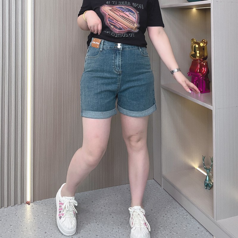 胖mm大码夏季新款牛仔短裤女设计感高腰显瘦宽松卷边阔腿裤热裤子