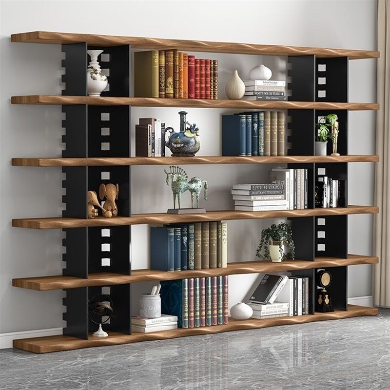 书架落地卧室书架复古高档书柜客厅办公室多层储物柜收纳置物架