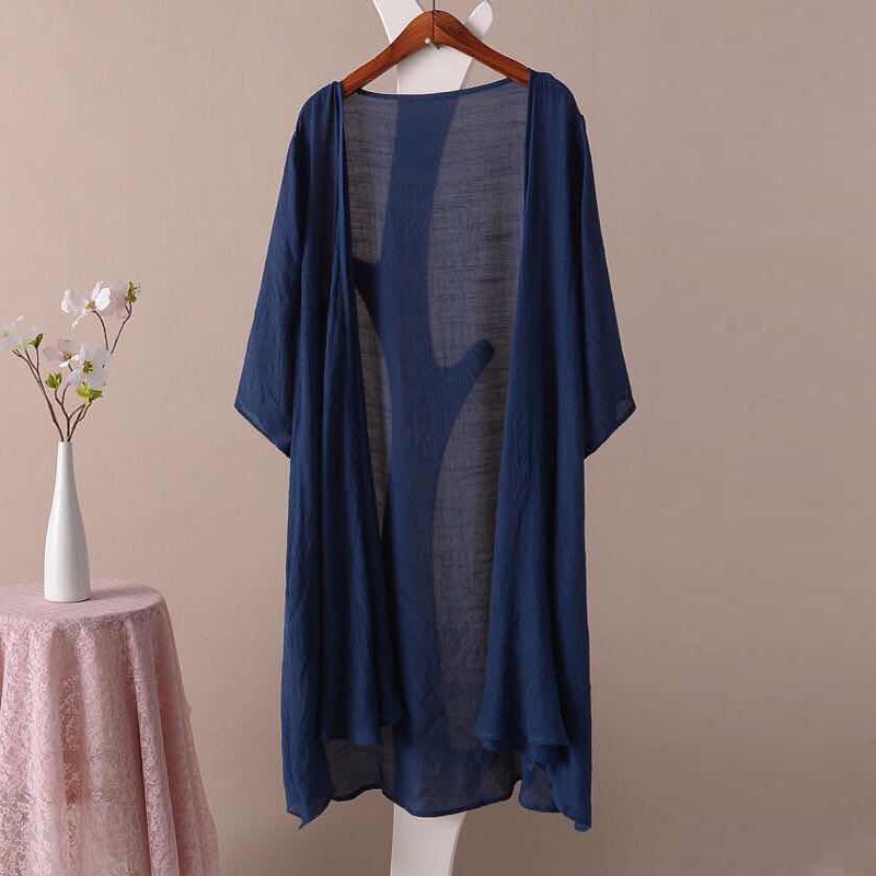 披肩夏季配裙子棉麻外套披风外搭开衫女中L长款薄款亚麻宽松防晒