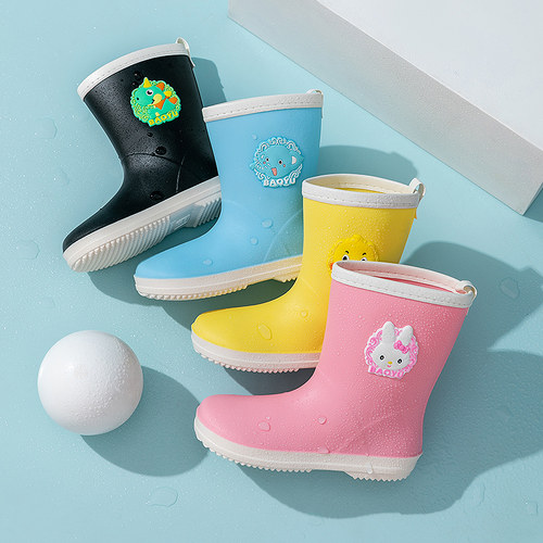 儿童雨鞋大码高筒中小学生水鞋男童宝宝防滑雨靴女V童小孩女款胶