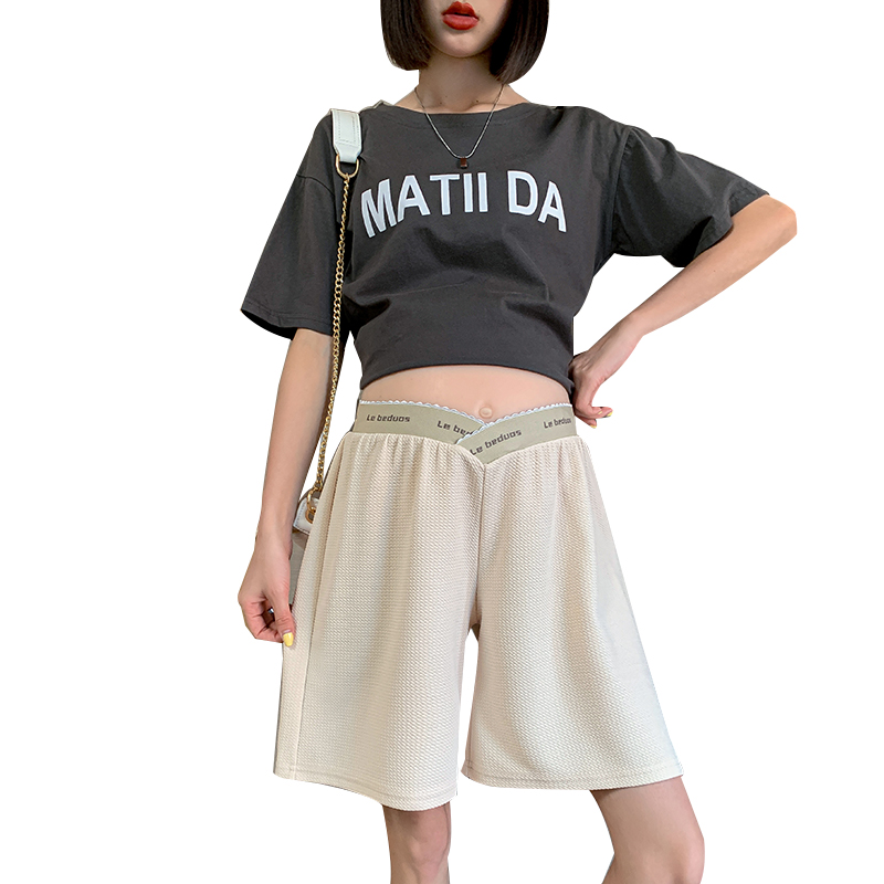 孕妇短裤夏季外i穿时尚低腰五分裤夏宽松薄款阔腿运动中裤女小个