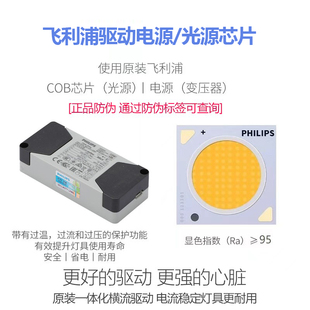 筒灯飞利全光谱n浦防u眩射灯过道无主灯方形双头吸顶灯高显色 明装