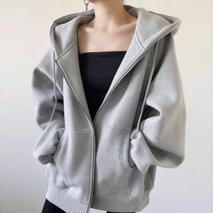 高端品牌即墨纯棉开衫卫衣女2025秋冬新款爆款韩系连帽上衣薄外套