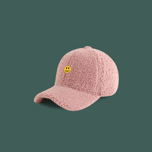 【一折专区】DREW SEEW 笑脸羊羔毛笑脸棒球帽男女百搭鸭舌帽保暖