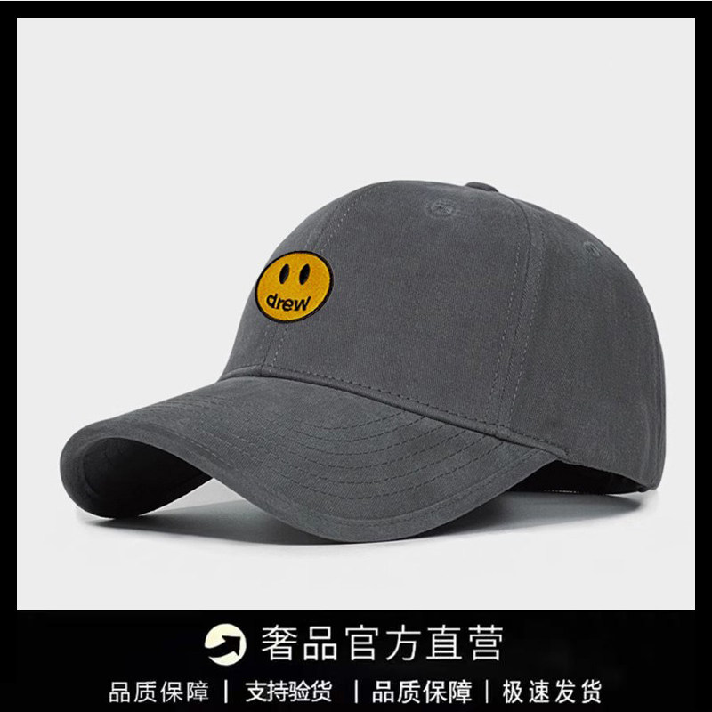 【一折专区】DREW SEEW 笑脸帽子大头围硬顶棒球帽女宽帽檐鸭舌帽