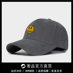 【一折专区】DREW SEEW 笑脸帽子大头围硬顶棒球帽女宽帽檐鸭舌帽
