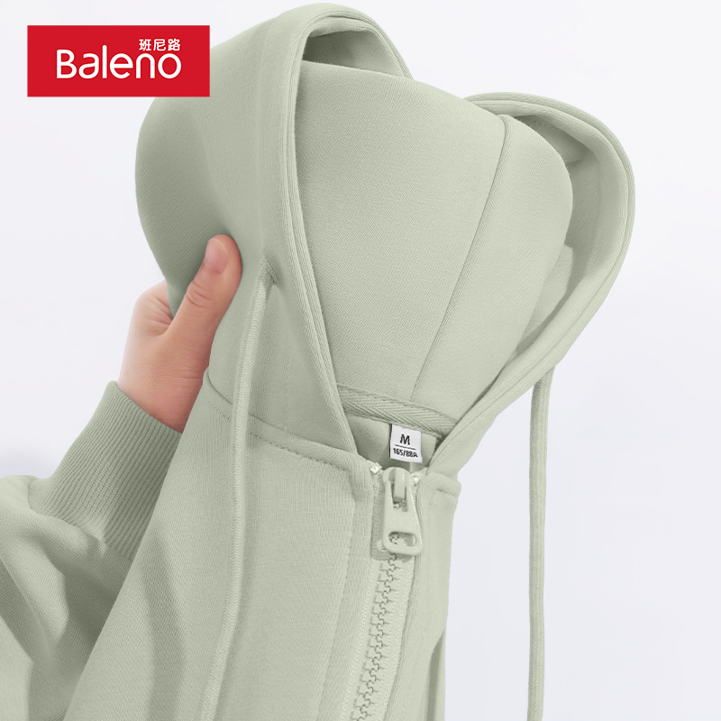 班尼路短款连帽卫衣女开衫春秋款2024新款小个子立领外套上衣女L