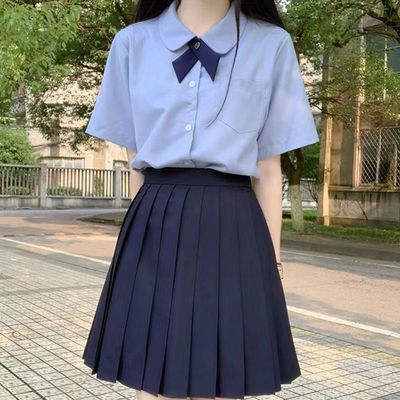 花千猪jk制服正版原创泰国校服显瘦圆领短袖学院风学生水色衬衫制