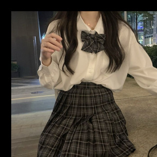 花千猪jk原创日系现货奶白衬衫 角襟基础款 学生制服衬衣尖领 长袖