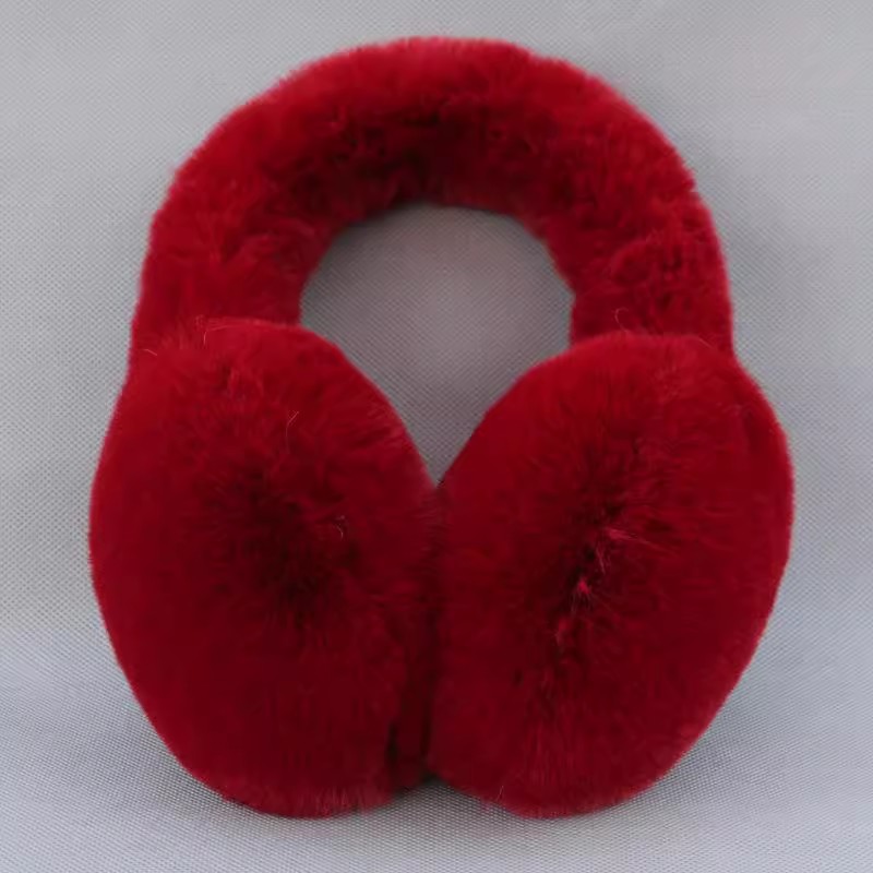 老人红色毛绒保暖耳罩