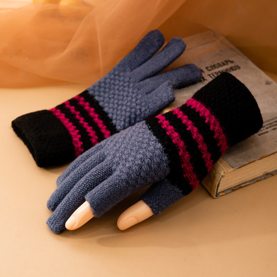 冬季防风加厚半指自行车手套