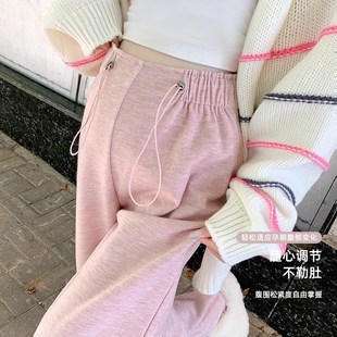 孕妇裤秋冬季外穿2024新款无托腹孕期肚子加绒休闲阔腿裤松紧孕妈
