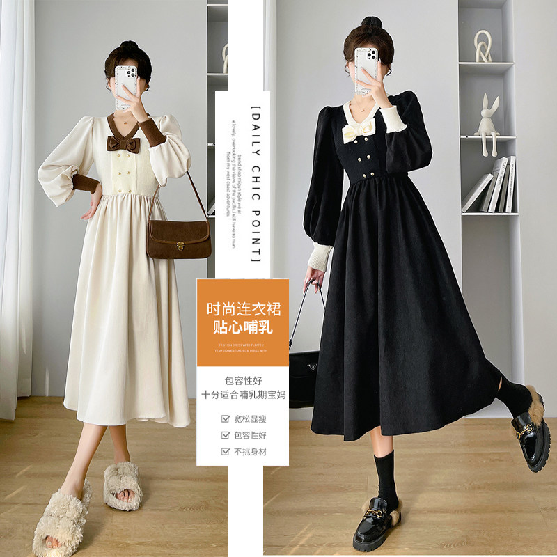 哺乳连衣裙春装外穿喂奶中长款裙子新款产后法式V领长裙辣妈套装,孕妇装/孕产妇用品/营养,哺乳衣/月子服,淘宝优惠券,粉丝福利购,淘宝优惠卷