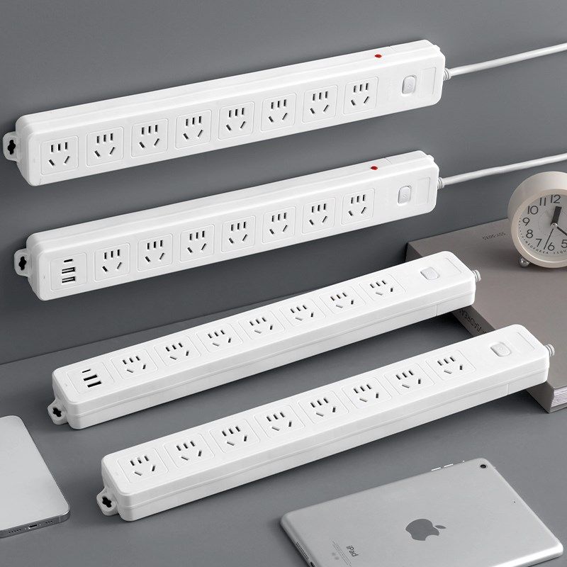 全纯铜接插线板多插孔位插排超长线6/8/10/12米加长插座面板多孔