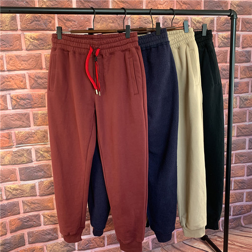 重磅卫裤男加厚加绒秋冬款男生纯色收口运动裤宽松休闲纯棉长裤子