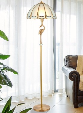 全铜欧式复古装饰落地灯卧室床头古典台灯K全铜灯客厅温馨装饰灯