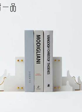 新中式创意亚克j力徽派古建筑书挡摆件书房书柜办公室书靠软装饰