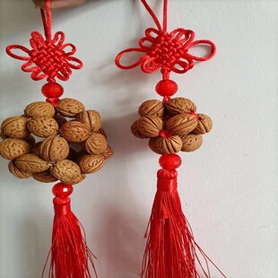 小桃核挂件手球汽车挂室内门挂中国结红色球状招财流X苏钥匙扣胡