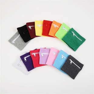 护腕带收纳毛巾拉链钥匙拉链式护腕全棉K运动健身瑜伽零钱包吸汗