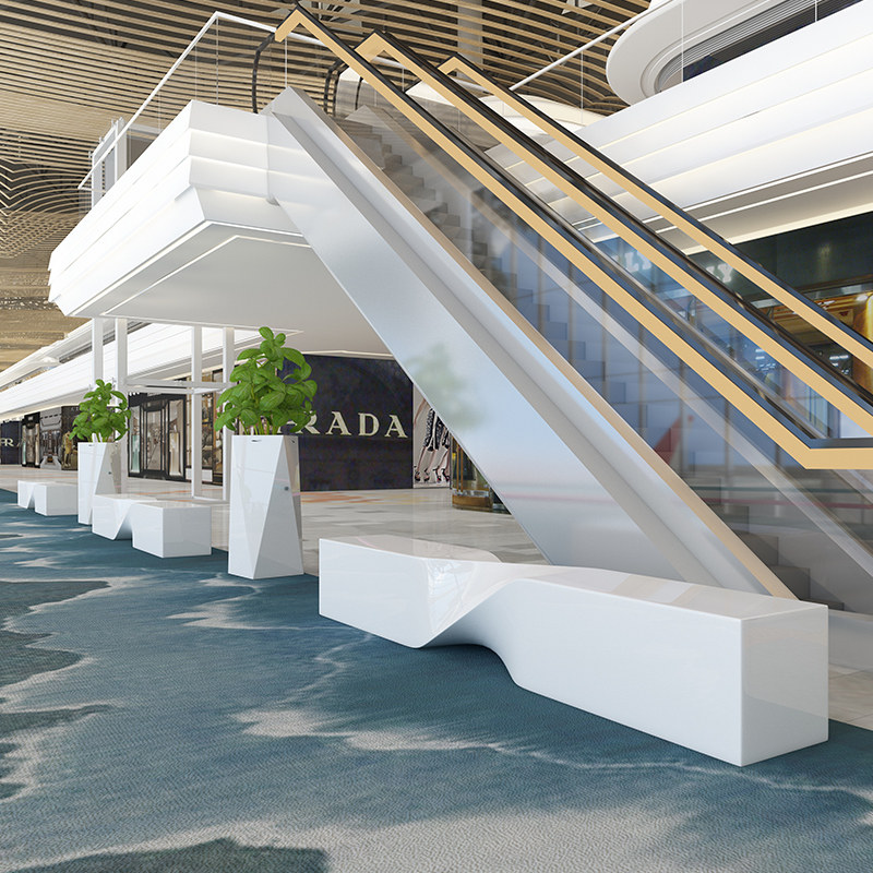 商场休闲座椅玻璃钢休闲麻花椅创意户外园林公共区等候椅休息长凳