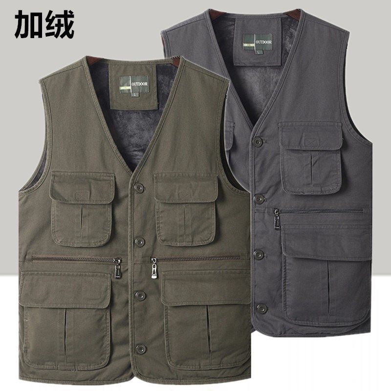 多口袋纯棉马甲中老年秋冬加绒保暖纽扣款大码坎肩爸爸装马夹背心,男装,常规马甲,淘宝优惠券,粉丝福利购,淘宝优惠卷
