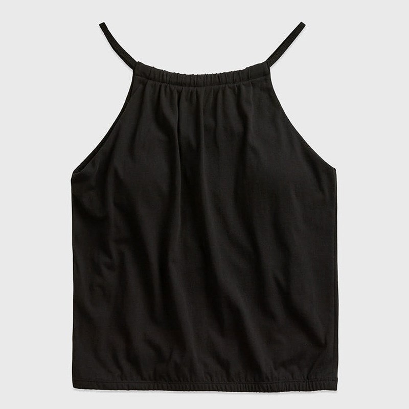 夏季后开式吊h带纯棉小背心女 旅拍瑜伽服带胸垫宽松休闲运动上衣