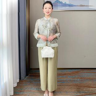 妈妈春装中国风洋套中新式上衣装中老年ZFX春夏气显瘦两件套2521