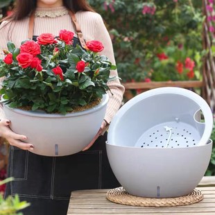 懒人盆自吸水绿萝花卉大花盆可储水棉绳吸水盆加厚大号简约免浇盆