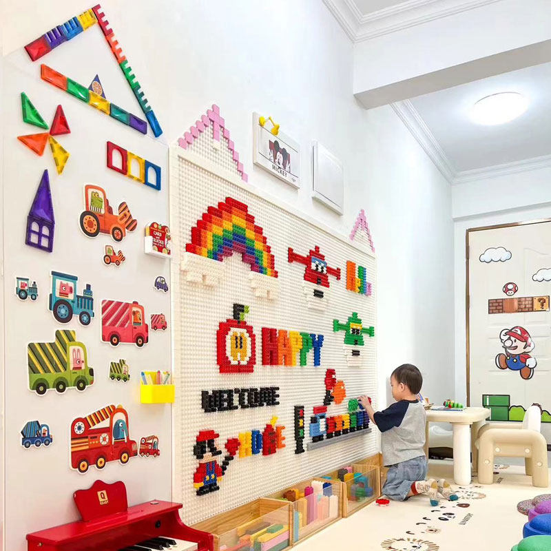 儿童积木墙磁性黑板墙益智玩具大颗粒拼装上墙贴涂鸦画画写字板,玩具/童车/益智/积木/模型,普通塑料积木,淘宝优惠券,粉丝福利购,淘宝优惠卷