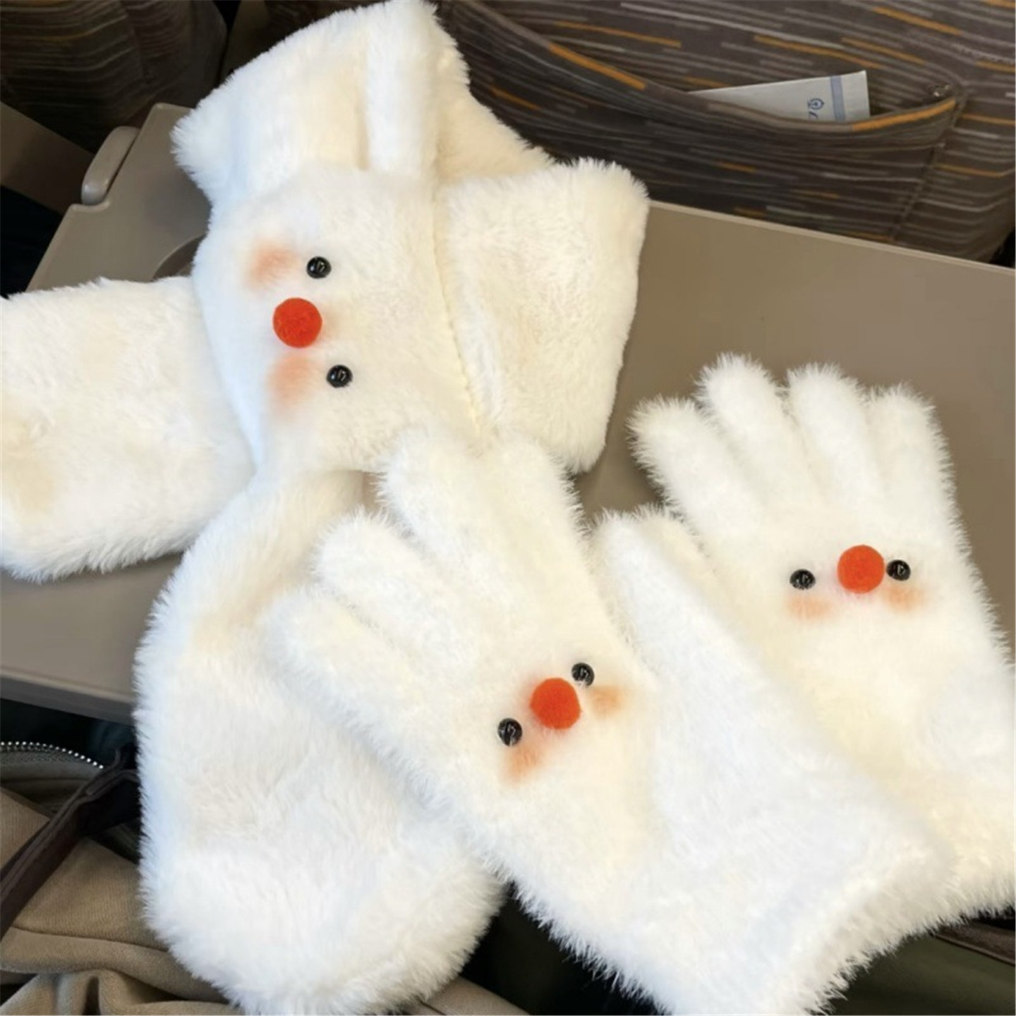 可爱雪人围巾手套女冬季保暖防寒围巾/丝巾/披肩