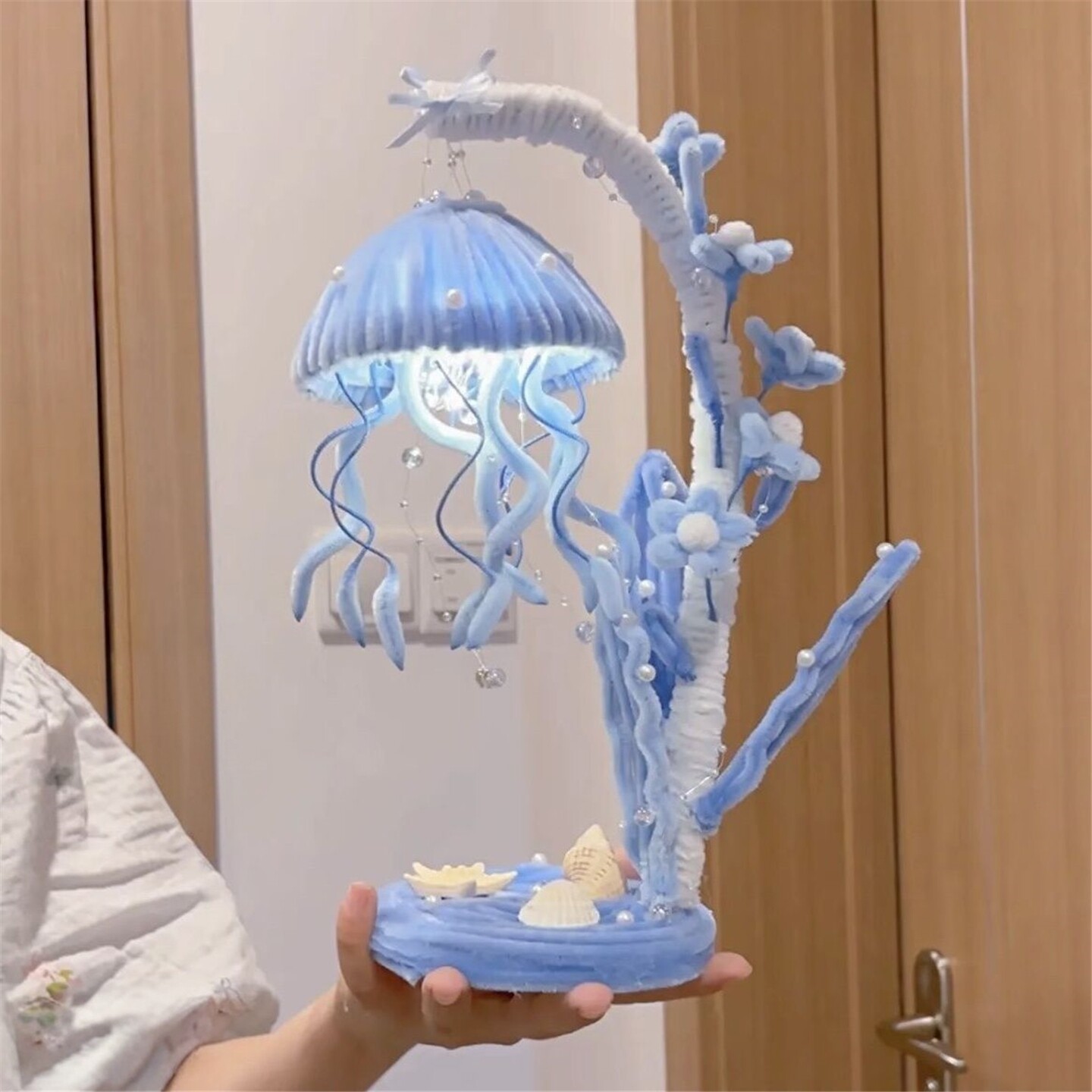 扭扭棒水母兰花小夜灯手工diy