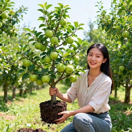 嫁接耐寒瑞雪苹果树苗矮化盆栽地栽嫁接脆甜青黄苹果苗南北方种植