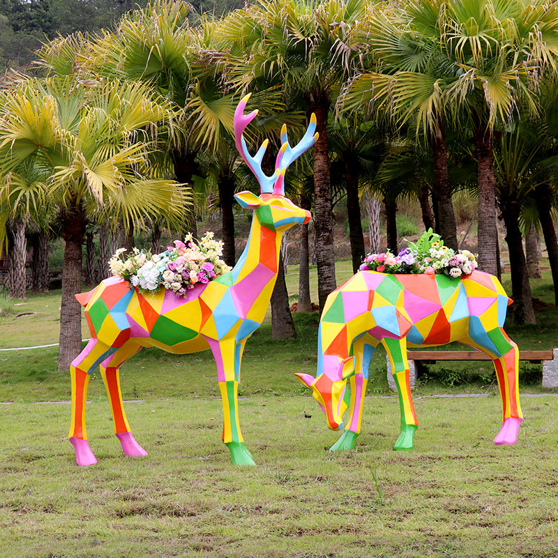 户外几何梅花鹿雕塑块面园林景区装饰摆件玻璃钢学校房地产幼儿园,家居饰品,户外/庭院摆件,淘宝优惠券,粉丝福利购,淘宝优惠卷