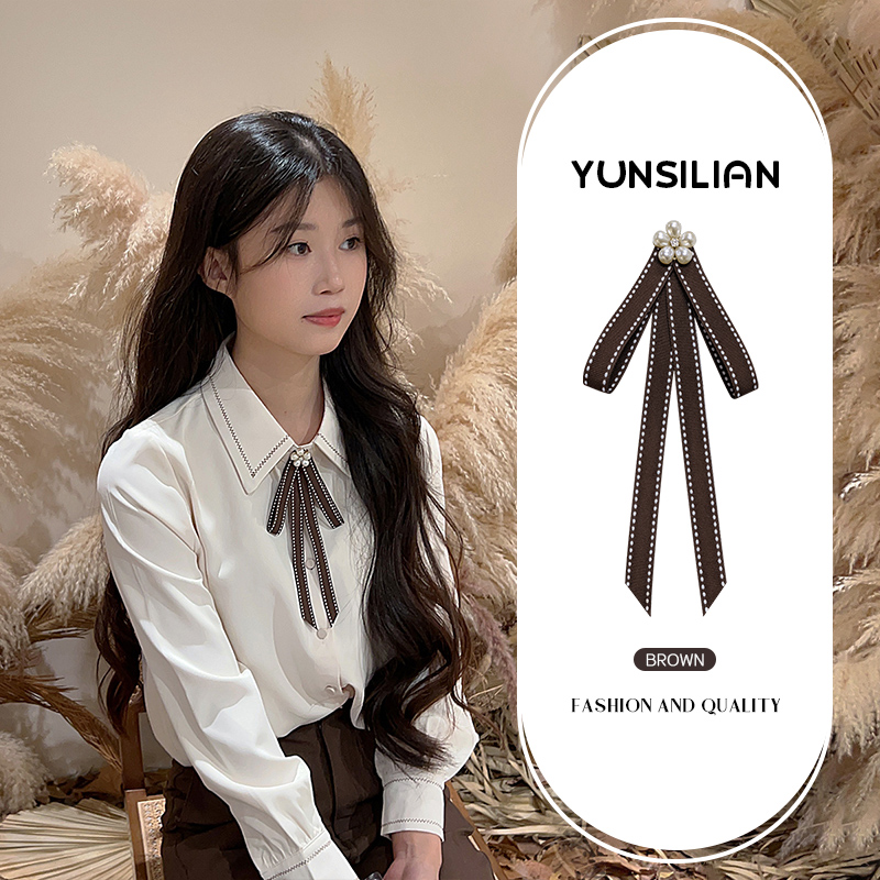咖色领结女衬衫百搭飘带蝴蝶结23