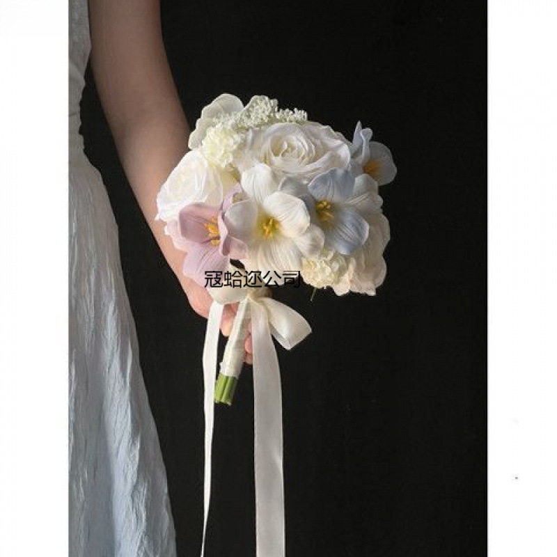 结婚登记照摆台ins风仿真花郁金香花束成品一束浪漫领证手捧花