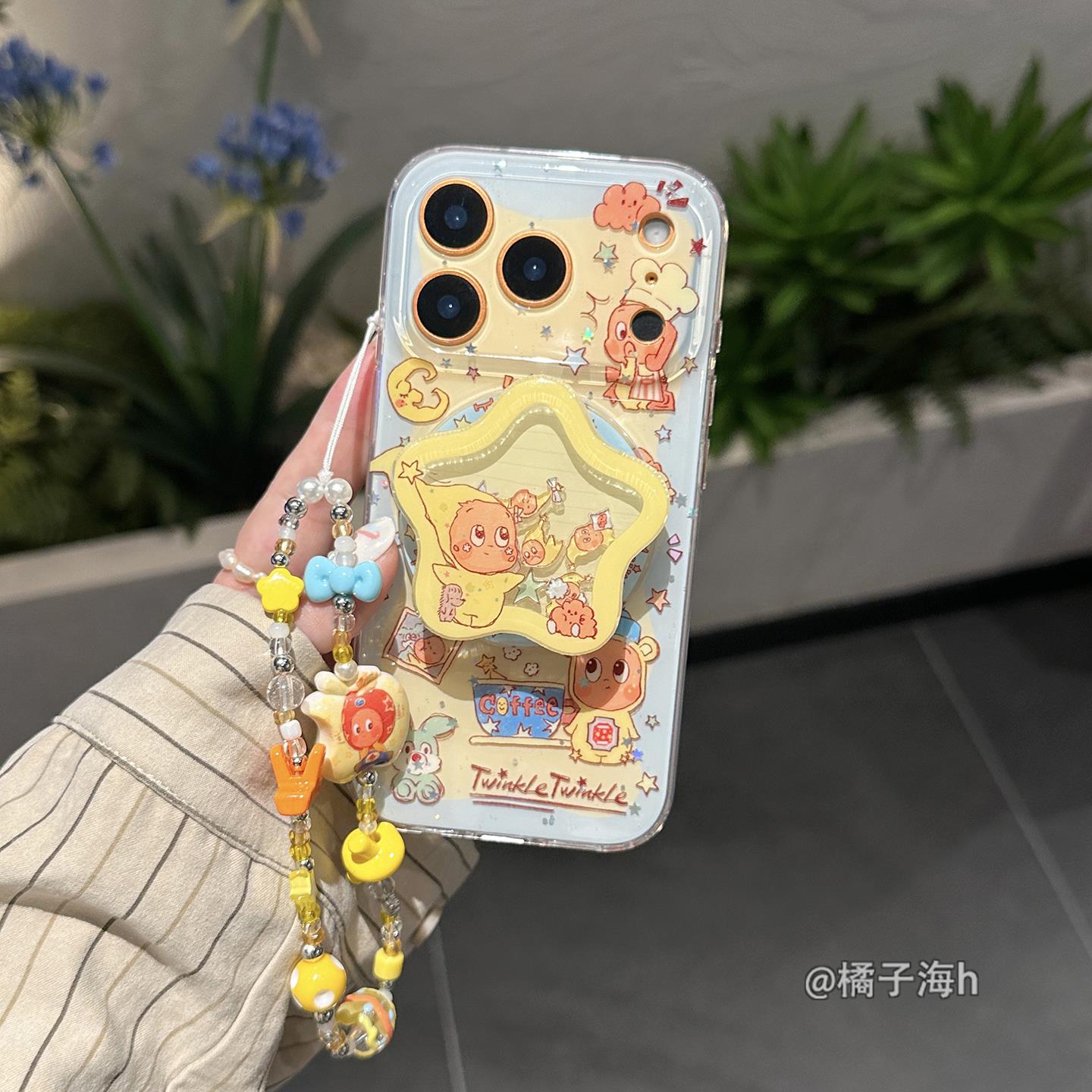 超萌星星人适用手机壳苹果16可爱iPhone17promax磁吸支架新款2025网红爆款15情侣14韩系13双层硅胶软创意挂绳