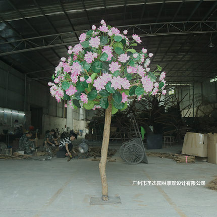 厂家直销仿真荷花树商场布置装饰仿真植物室内外真杆仿真树可定制
