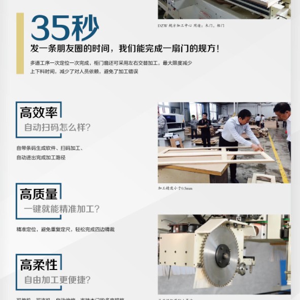 30秒一扇门的舒平木门四边锯木门数控加工中心