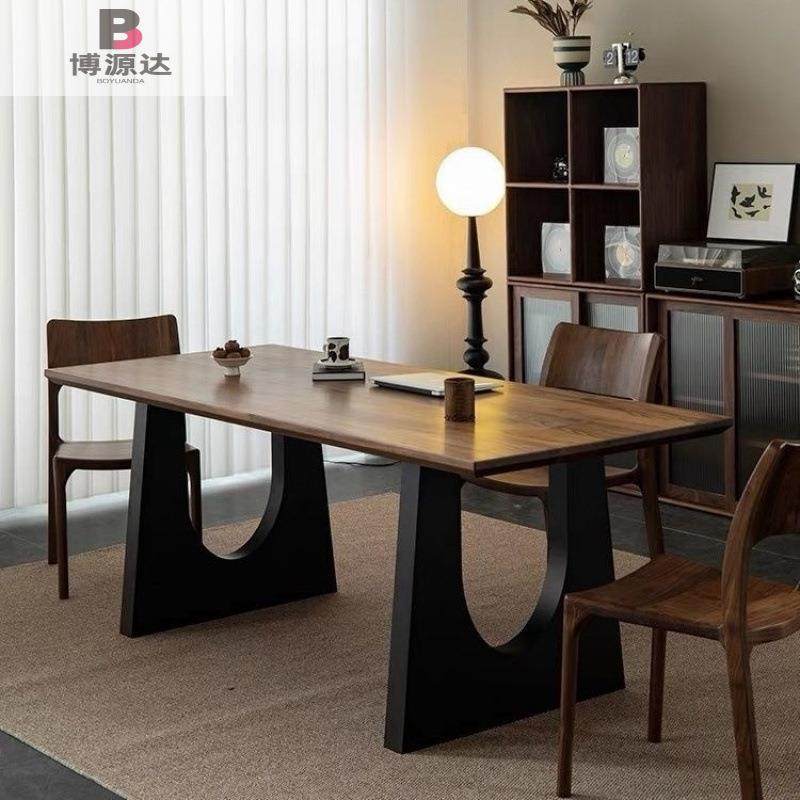 胡桃木色实木餐桌客厅长书桌工作台大板会议办公桌一体原木餐桌椅,电子元器件市场,其它元器件,淘宝优惠券,粉丝福利购,淘宝优惠卷