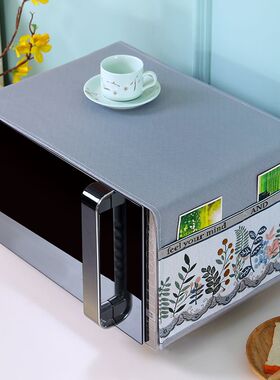 防滑微波炉防尘罩亲肤绒面烤箱盖布卡通保护罩双面加厚罩子冰箱帘