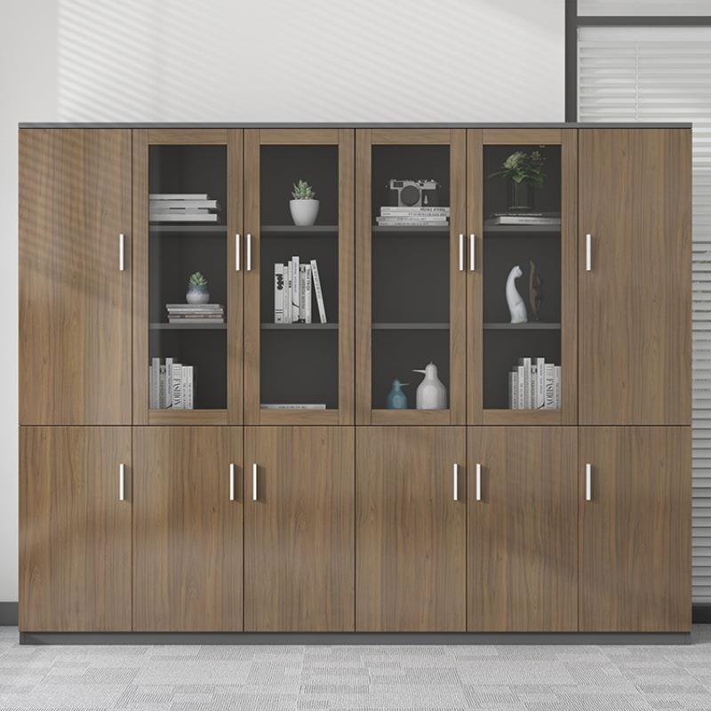 文件柜木质简约现代档案柜资料柜储物柜书柜玻璃带锁办公室柜子