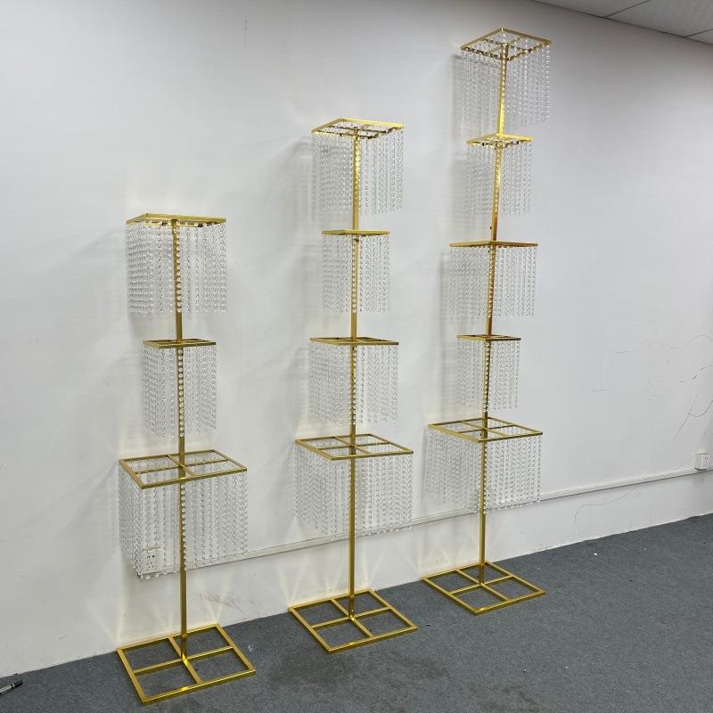 新款婚庆道具镀金昭华水晶路引韩式韶华珠帘串婚礼堂T台装饰摆件