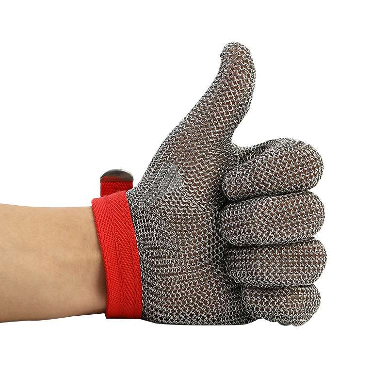 HONGCHO五指钢丝手套 裁床防护手套 防切割手套 电锯屠宰钢环手套