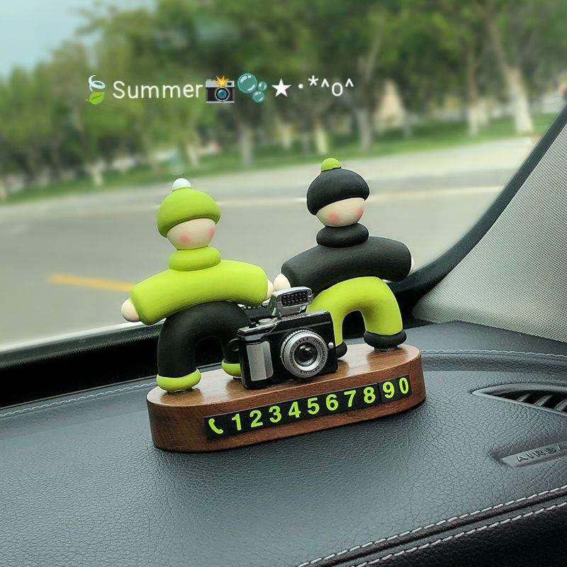 胡桃木汽车摆件中控台创意车载挪车移车牌临时停车电话号码牌