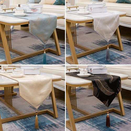 桌旗床旗轻奢提花流苏餐桌桌巾欧式美式餐厅样板房软装茶几桌布